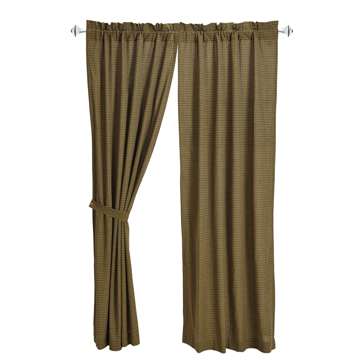 Buy the Top Tea Cabin Green Plaid Panel Curtains 84L - ONLY 1 AT THIS  PRICE VHC Brands and Receive the Best Prices